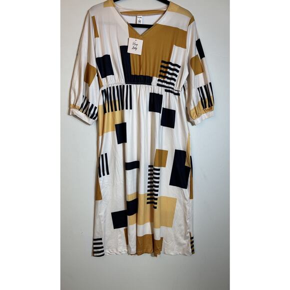 Pixie Lady‎ Midi Dresses for Women V Neck Boho Casual Smocked Waisted Sz M - Picture 6 of 8